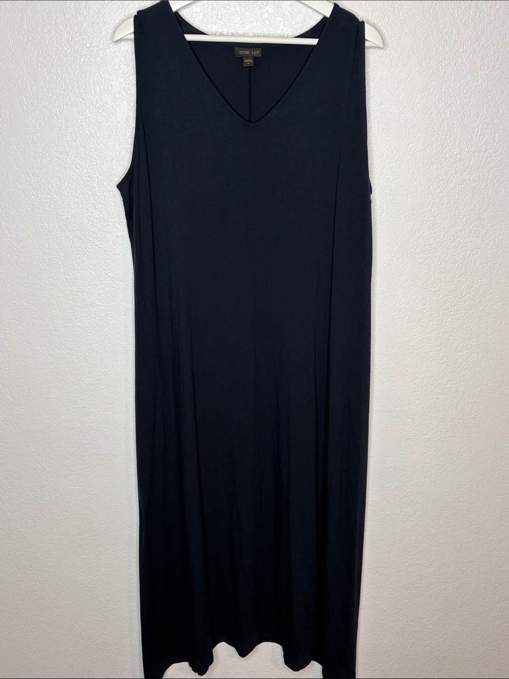 J. Jill Wherever Collection Navy Stretch Jersey Maxi Dress V Neck Size XL